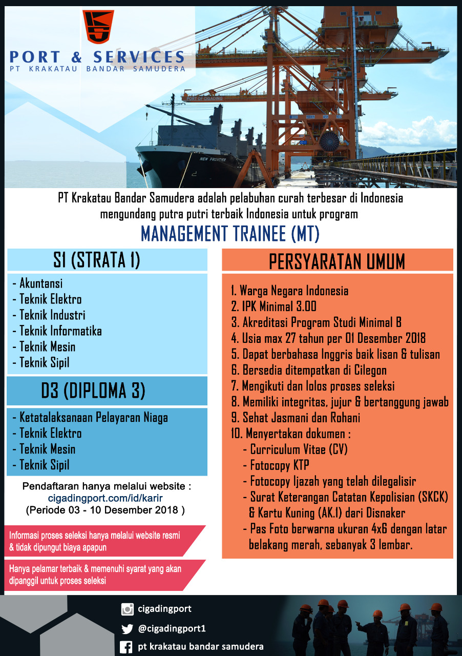 Lowongan Kerja PT Karakatau Bandar Samudera Terbaru 2019