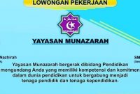 Lowongan Kerja Guru Sekolah Islam Nazhirah (Yayasan Munazarah)