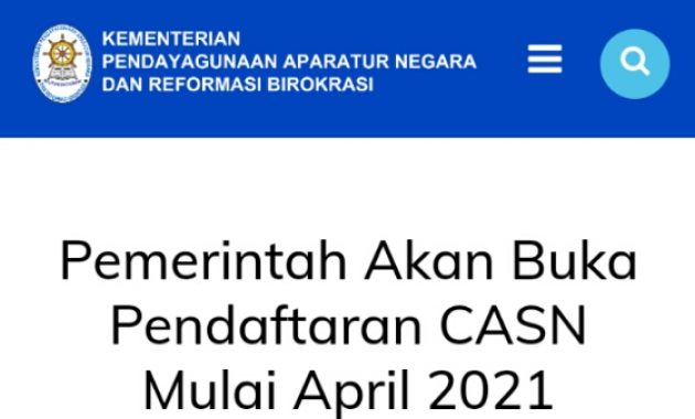Siap-Siap ! Pemerintah Akan Buka Pendaftaran CASN (CPNS dan PPPK) Mulai April 2021