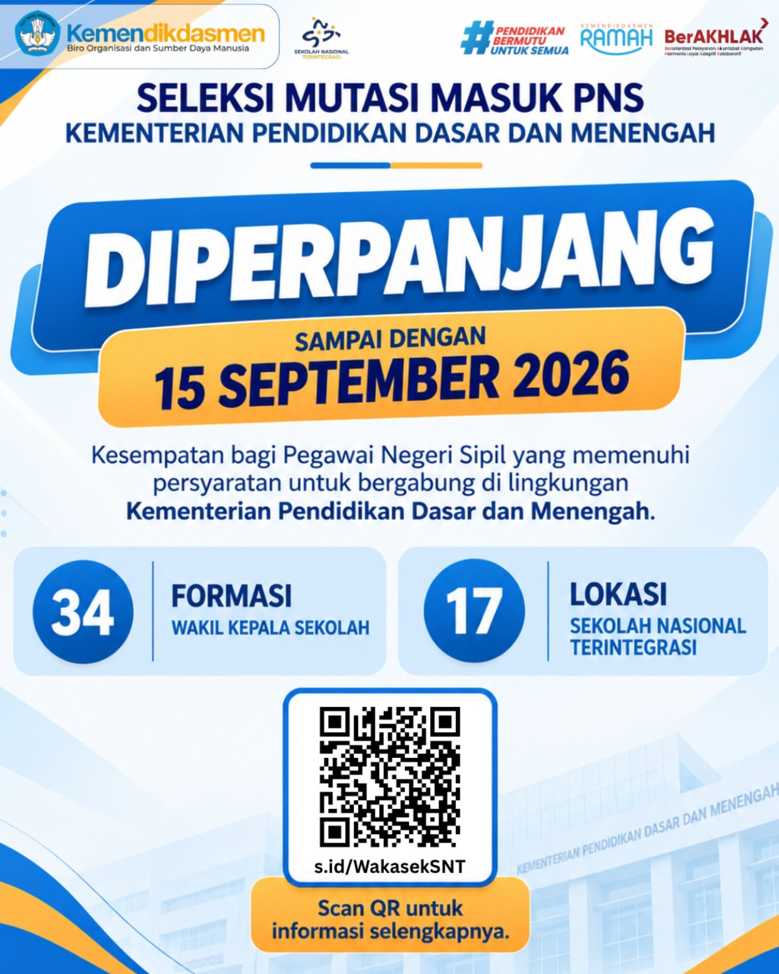 SELEKSI MUTASI MASUK PNS KEMENDIKDASMEN 